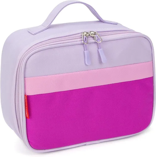 Vista 9 de Lonchera térmica para niños o niñas, color azul y verde Ligero, tamaño estándar: 9.7 x 7.5 x 3.5 pulgadas, poliéster de 900 denier