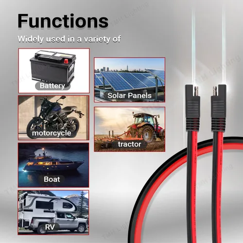 Vista 4 de TMH Cable de extensión de 10 AWG – 1 pie SAE a SAE de desconexión rápida, conector de mazo de cables de desconexión rápida, cable de extensión