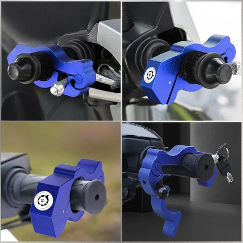 Vista 2 de Cerradura del acelerador de motocicleta: cerraduras de motocicleta antirrobo Palanca de freno alarma de seguridad para motocicleta, bloqueo