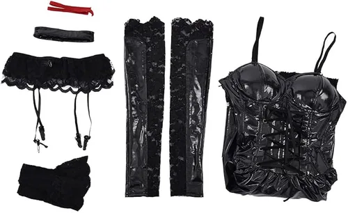 Vista 8 de Haikyuu - Vestido gótico para mujer vestido de cosplay gótico oscuro con medias Steampunk para Halloween