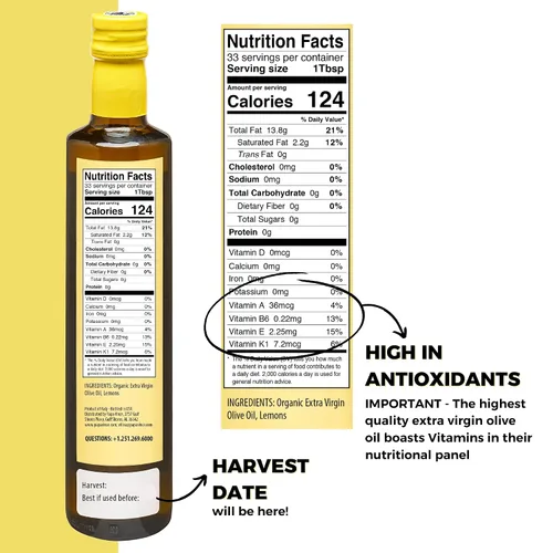 Vista 2 de Papa Vince Aceite de Oliva Virgen Extra - Primero prensado en frío, Aceite de oliva rico en polifenoles (AOVE). Agrumato de limón, sin filtrar