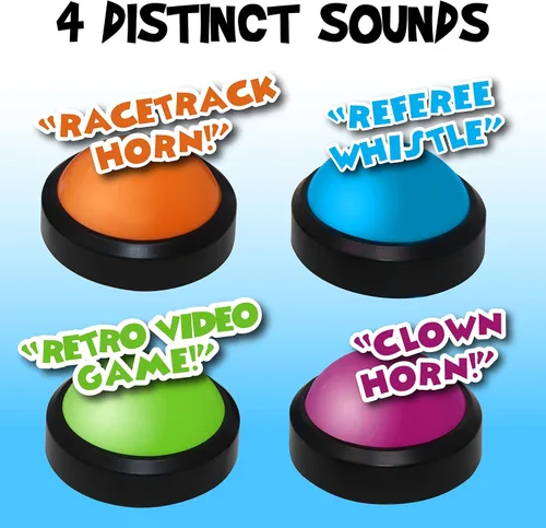 Vista 5 de Teacher's Choice Paquete de 4 zumbadores de juego con sonidos fuertes únicos para cada zumbador Ideal para juegos de trivia, peleas familiares
