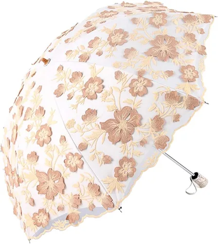 Vista 185 de Honeystore Sombrilla bordada con flor 3D plegable UV con encaje clásico