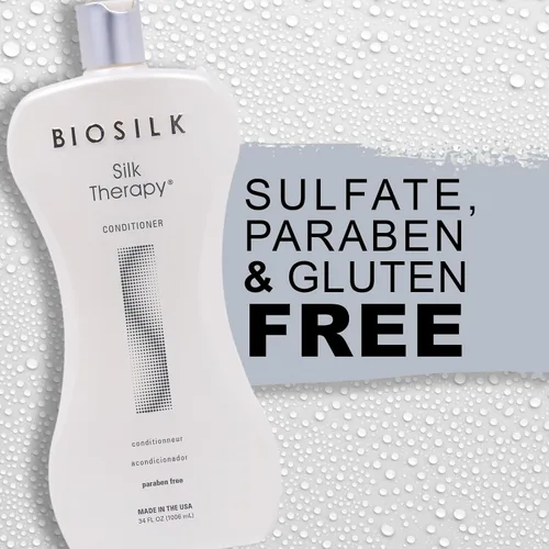 Vista 6 de BioSilk Acondicionador de terapia de seda, hidrata y acondiciona el cabello para un brillo increíble, sin sulfatos, parabenos y crueldad, 34 onzas