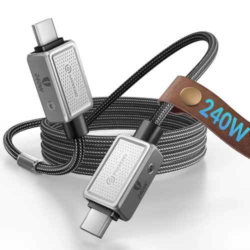 Vista 18 de PHIXERO Cable USB C a USB C de 240 W, aleación de zinc, 20 Gbps, 1.6 pies, negro