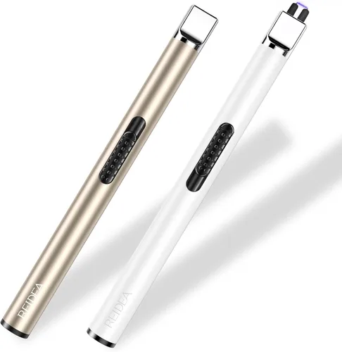 Vista 11 de REIDEA Encendedor de vela electrónico de arco resistente al viento, recargable por USB, sin llama, con botón de seguridad para el hogar, S4
