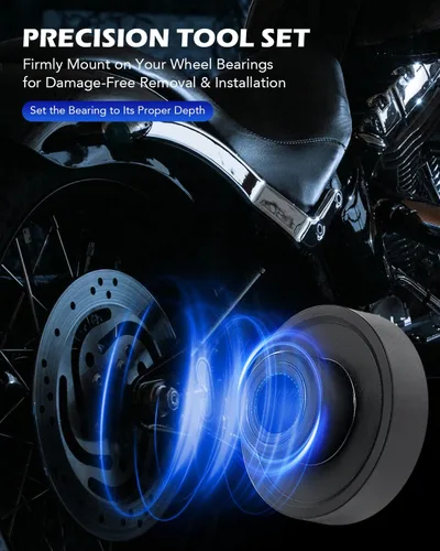 Vista 6 de Orion Motor Tech Kit de herramientas extractoras de rodamientos de rueda compatible con motocicletas Harley Davidson, juego de herramientas