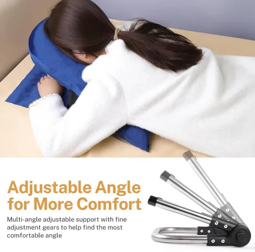 Vista 2 de Almohada boca abajo, almohada ajustable para dormir estómago para recuperación después de cirugía ocular BBL, azul