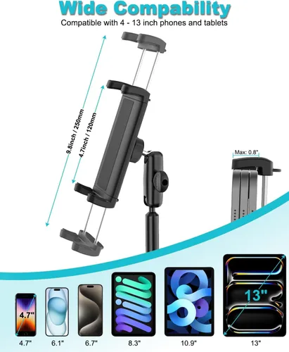 Vista 6 de Soporte para tablet para camión, soporte de aluminio resistente de 360° Fits Vehicle Cupholders 2.6"–3.94" in Diameter, Cup Holder Stand for iPad