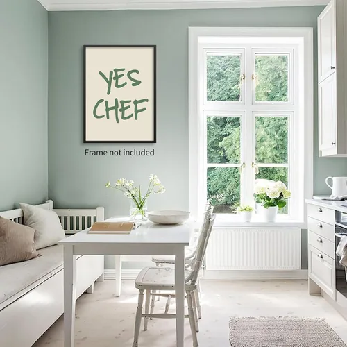 Vista 5 de Haitunone Póster verde con cita de chef con cita de cocina, arte de pared, minimalista, moderno, de mediados de siglo, impresiones para cocina