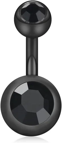 Vista 3 de Ruifan 14G 0.236 in 1/4 pulgadas 316L Acero quirúrgico cristal ferido CZ corto ombligo aretes de ombligo anillos de botón 4-6 piezas