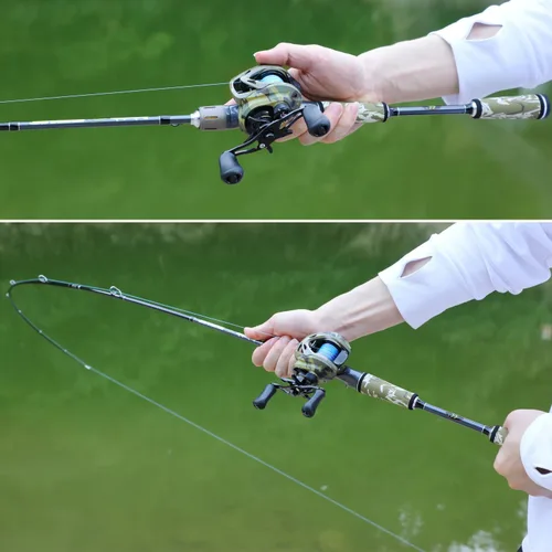 Vista 9 de Sougayilang Baitcaster Combo, Cañas de Pescar de Casting de Grafito de 2 Piezas 30Ton+24Ton, Mango SuperPolymer, Portacebo Estilo "S" con Carrete