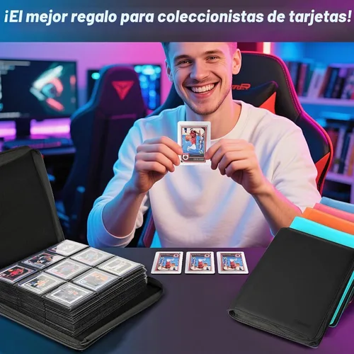 Vista 8 de Carpeta TopLoader de 9 bolsillos, con capacidad para 360 estuches rígidos de 3 x 4 pulgadas, carpeta de colección de tarjetas, 20 páginas de doble