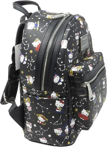 Vista 2 de Loungefly Hello Kitty - Mini mochila con estampado del zodiaco, Negro