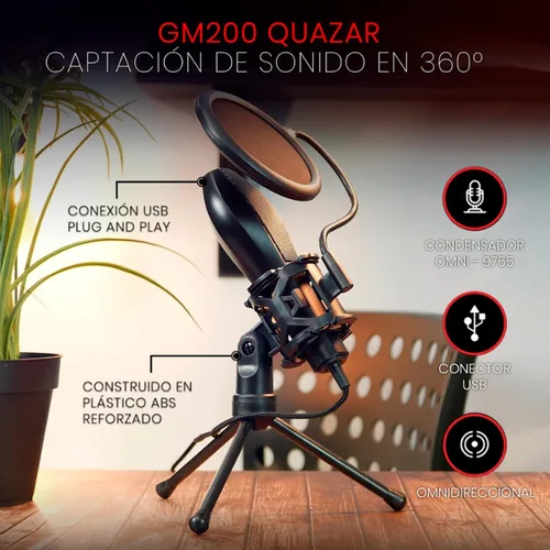 Vista 2 de Redragon GM200 Quasar Omnidireccional Micrófono de Mesa RED-GM200-1