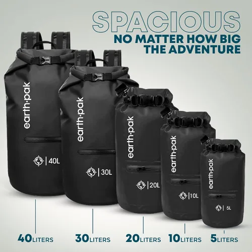 Vista 2 de Earth Pak Bolsa seca impermeable con bolsillo con cremallera, mochila impermeable para mantener el equipo seco