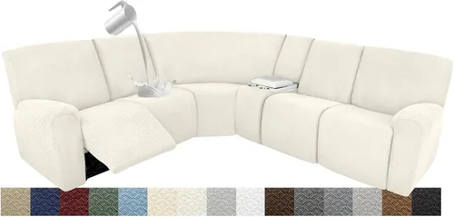 Vista 95 de Fundas impermeables de sofá reclinable modular para sofás reclinables, lavable en forma de L, para perros, fundas elásticas para sofá reclinable