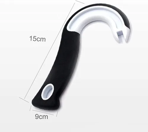 Vista 6 de Abrelatas de anillo fácil de abrir, ergonómico para latas, ayudante en forma de J, abrelatas, gancho para tirar, abridor de frascos, manual