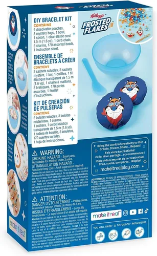 Vista 4 de Make It Real: Kellogg's Cearlsly Cute - Frosted Flakes - Kit de pulsera de bricolaje, 183 piezas, dijes de Tony el Tigre, crea 4 pulseras temáticas