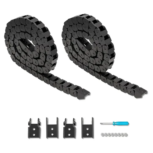 Vista 11 de 2 cables de cadena de arrastre de 39.4 pulgadas, cadena de cable R15 para fresadora CNC e impresora 3D, 2 pares adicionales de conectores finales, 1