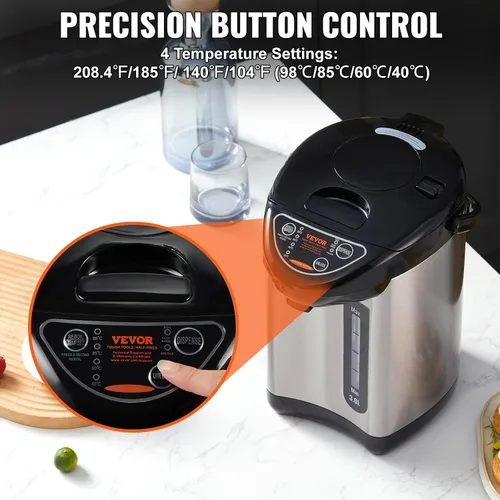 Vista 4 de VEVOR Dispensador de agua caliente, caldera y calentador de agua ajustable de 4 temperaturas, calentador de agua de encimera de acero inoxidable
