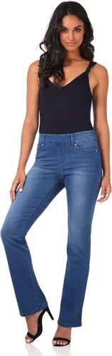 Vista 2 de Rekucci Secret Figure - Jeans de mezclilla de alta calidad con corte de bota para mujer