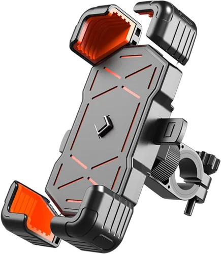 Vista 8 de AUCELI Soporte de teléfono para motocicleta, ABS de liberación rápida para teléfonos de 4.7 a 7.2 pulgadas, antivibraciones con clip giratorio