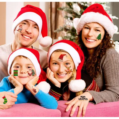Vista 5 de 240 tatuajes temporales de Navidad para niños, 20 hojas de tatuajes falsos de Navidad para niñas y niños, regalos de fiesta de Navidad, decoración