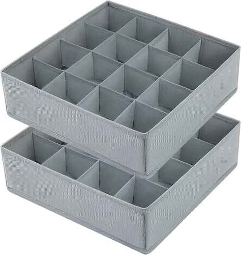 Vista 44 de Joyoldelf Organizador de cajones para calcetines, organizador de ropa interior, organizador de 16 celdas de tela, cajas de almacenamiento para Beige
