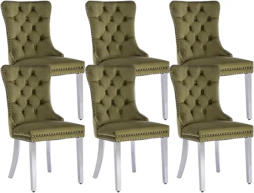 Vista 48 de Juego de 2 sillas de comedor de terciopelo beige, sillas de comedor tapizadas beige01