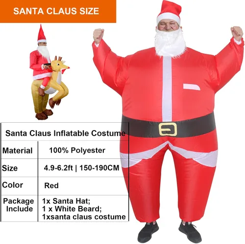 Vista 3 de ZISUEX Disfraz inflable de Papá Noel, disfraz de Navidad, disfraz de Halloween, fiesta