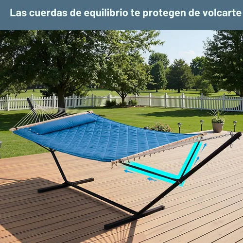 Vista 4 de ANOW Hamaca doble con combo de soporte de acero resistente de 12 pies