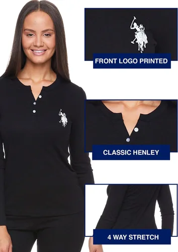 Vista 2 de U.S. Polo Assn. Conjunto de ropa interior térmica para mujer, camisas térmicas y leggings térmicos para mujer