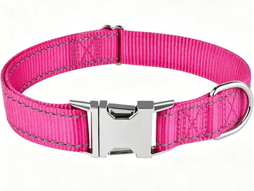 Vista 16 de Love Dream Collar reflectante para perro con hebilla de metal, collar de nailon ajustable de seguridad con hebilla de liberación rápida resistente