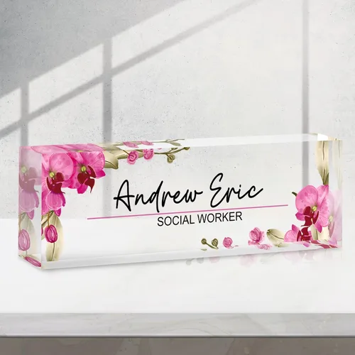 Vista 39 de Placa de nombre personalizada para escritorio, accesorios de escritorio de acrílico, placa de identificación personalizada, regalos personalizados