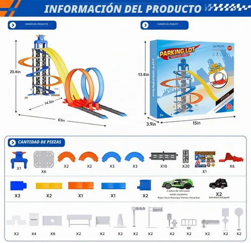 Vista 6 de City Garage Loop Track Playset, juego de estacionamiento de torre de 5