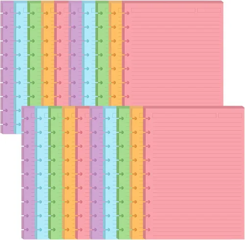 Vista 8 de Insertos preperforados de 5 líneas de color para Happy Planners con 9 discos, papel suelto de tamaño clásico con 100 hojas/200 páginas, 20 hojas por