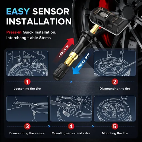 Vista 7 de Autel TPMS MX Sensor 315MHz 433MHz de doble frecuencia 1-Sensor, Sensores de neumáticos universales de calidad OEM, 100% programables con Autel