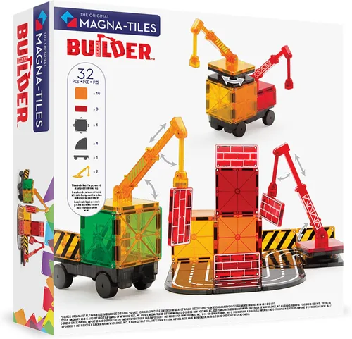 Vista 2 de MAGNA-TILES Builder - Juego de construcción magnética de 32 piezas, la marca original de construcción magnética