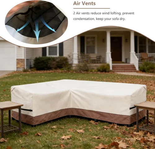 Vista 5 de okcool Funda modular para exteriores, fundas para muebles de patio en forma de L para muebles seccionales de 6 plazas, 85 pulgadas de largo x 32