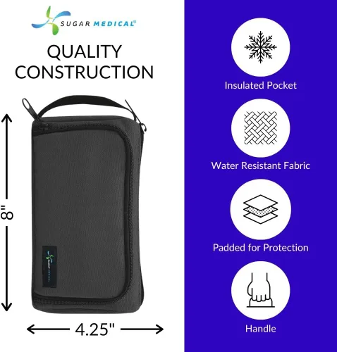 Vista 2 de Sugar Medical Bolsa aislante para insulina con organizador de bolígrafos de diabetes – Bolsa de viaje para diabéticos para bolígrafos de insulina
