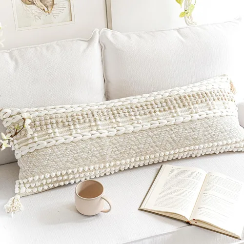 Vista 11 de BlissBlush Fundas de Almohada Decorativas Boho Beige Marrón 18X18, Funda de Almohada de Acento Bohemio, Funda de Almohada con Textura