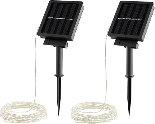 Vista 8 de Pure Garden 100 luces de hadas alimentadas por energía solar, blanco cálido