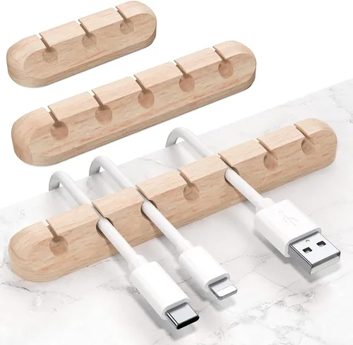 Vista 8 de SOULWIT Clips de soporte para cables, paquete de 3 clips organizadores de cables de silicona autoadhesivos para escritorio, cable de carga USB