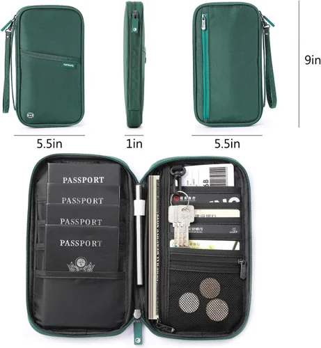 Vista 28 de VanFn Cartera RFID para pasaporte de viaje, soporte para pasaporte familiar, organizador de documentos de viaje serie P.Travel (nailon, gris)