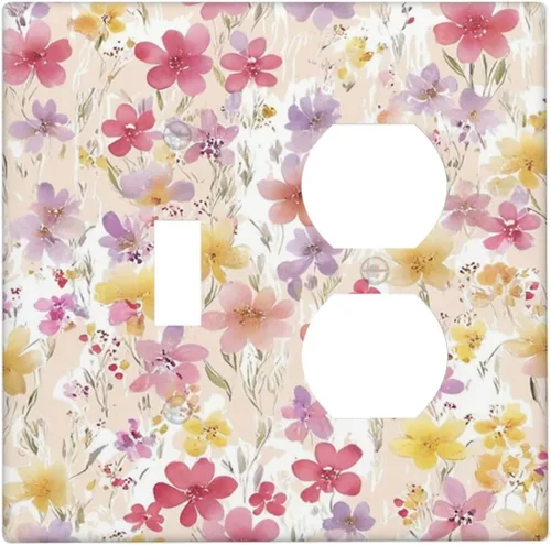 Vista 92 de Cubierta decorativa para interruptor, placa de interruptor de luz de 2 bandas, 1 placa de interruptor de luz dúplex de palanca, placas de pared GFCI