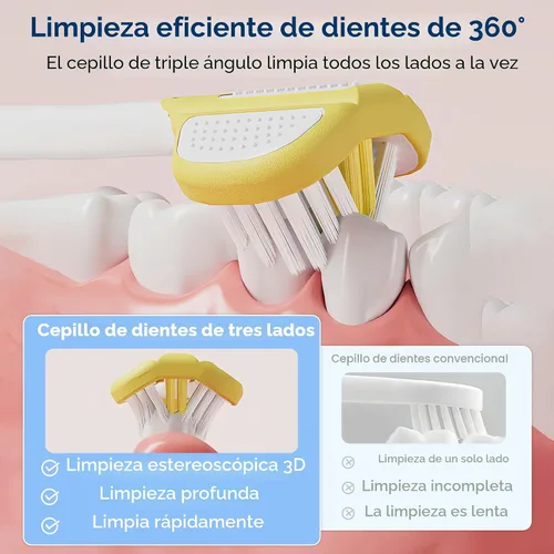 Vista 2 de EASICUTI Cepillos de dientes suaves para niños pequeños, eficiente cepillo de dientes de 3 caras, cepillo de dientes para bebés de 12 meses