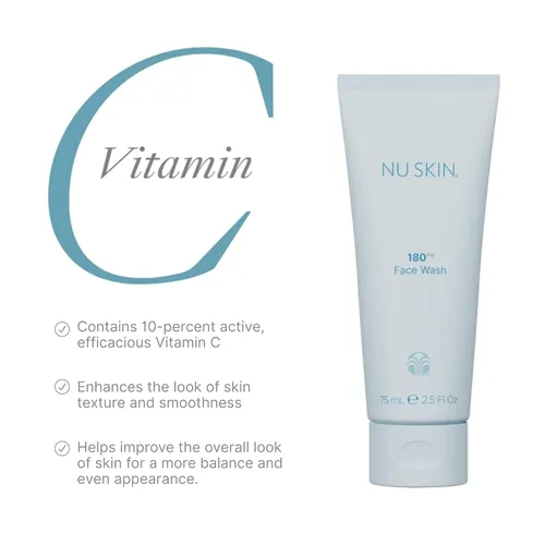 Vista 4 de Nu Skin Lavado facial 180° Limpiador hidratante con vitamina C para piel madura Limpiador facial hidratante para líneas finas y textura