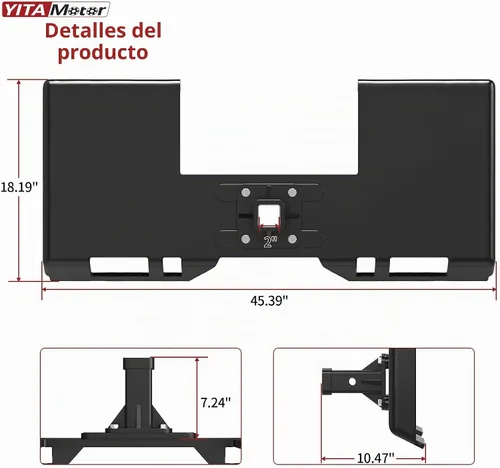Vista 9 de YITAMOTOR Placa de montaje para minicargadora de 3/8 pulgadas con receptor de enganche de remolque extraíble de 2 pulgadas, accesorio de placa