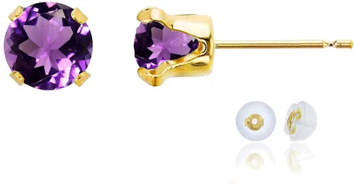 Vista 91 de Aretes de tuerca de plata de ley 925 chapados en oro de 14 quilates macizo, oro amarillo, blanco o rosa de 0.236 in Amatista